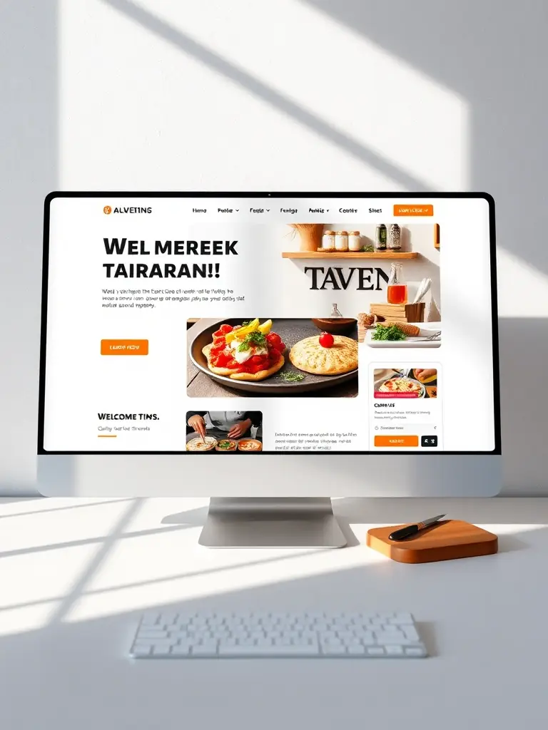 A clean, modern website design showcasing a typical Greek business, such as a taverna, with a user-friendly interface and responsive layout.