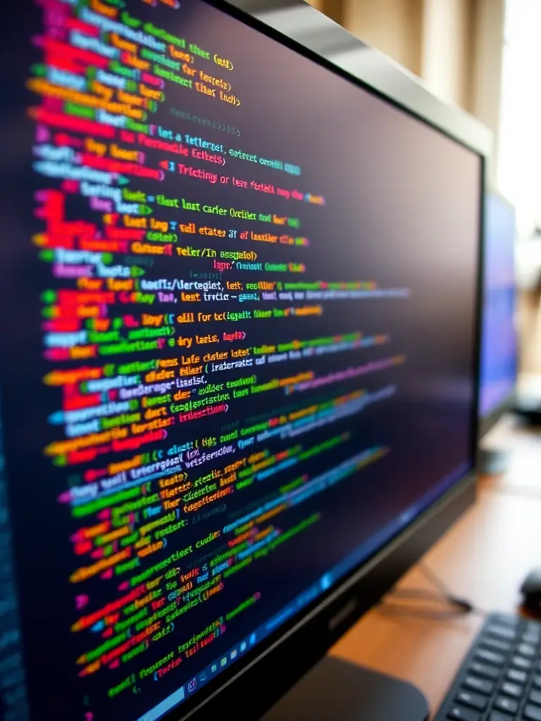 A close-up shot of HTML code displayed on a computer screen, highlighting the structure and syntax of the language, used to represent the foundational technology for web development.